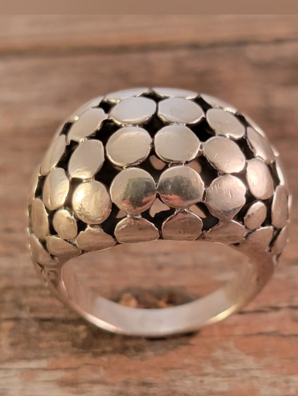 Vintage Modernist Sterling Domed Dot Ring